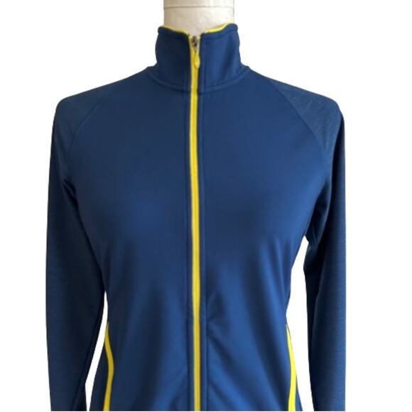 Slazenger Blue Yellow Trim Zip Front Pockets Golf Active Workout Jacket Size XS - Picture 4 of 13
